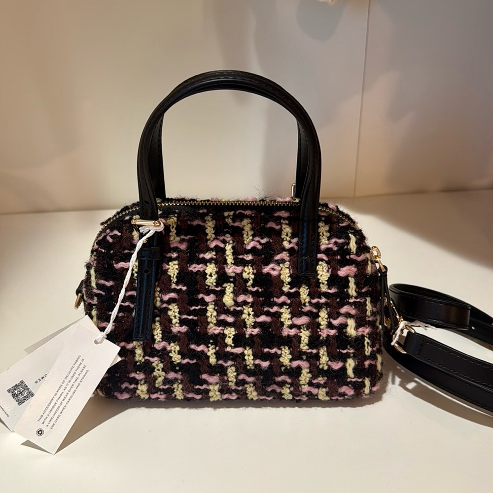 NWT Tory Burch Emerson Tweed Mini Dome Crossbody Top Handle